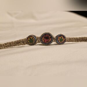 1990s Hemp Bracelet/Anklet With Clay Beads
